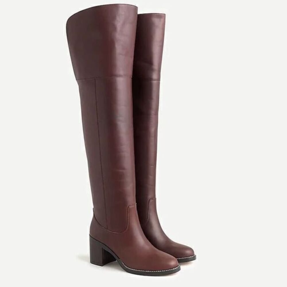 J.CREW Leather Over-the-Knee Burgundy Boots Size 6.5